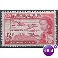 Antigua 1958 SG137 1c Scarlet Caribbean Fed Unm...