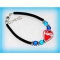 Lovely Women Girl Red Glass Love Heart Beads Ba...