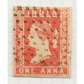 INDIA 1854 QV ONE ANNA RED RETTA CANCEL 4 MARGI...