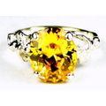 Golden Yellow CZ, 925 Sterling Silver Angel Rin...