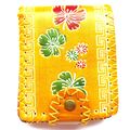 Ladies Yellow Leather Wallet with Flower & Geom...