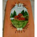 Wood box with hand painted scene signed by artist