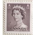 Canada 1953 Queen elizabeth II 1c Purple Brown ...