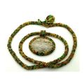 Autumn Colors Beaded Rope Choker Camo Marble Pe...