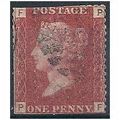 1858 SG43 1d Red Plate 144 Fine Used FILLER "PF"