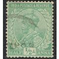 India 1911 ½a Light Green SG155 FU
