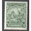 BARBADOS 1925 Postage and Revenue T19 1/2d gree...