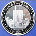 Remember 9/11. Challenge Coin. 1.50" Silver Ton...