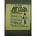 1980 Rush Industries Sauna Slim Suit Ad - Works in Minutes To Melt Inches Off