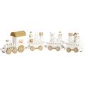 White Wooden Christmas Train Ornament Wooden Ch...