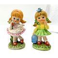 (2) Homco Little Girls Figurines w/Carrots, and...