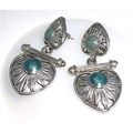 Earrings #025 silver metal ornate heart 1.75 in...