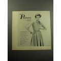 1957 Rosette Pennington Dress Ad - Wayne Fuller...