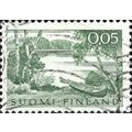 FINLAND, Rowingboat lakeshore, green 1963, 0.05mk