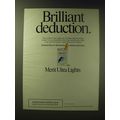 1989 Merit Ultra Lights Cigarettes Ad - Brilliant deduction