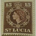 St Lucia QEII 1954 15c Red Brown Hinged Mounted...
