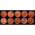 Australia 10 x One Cent Coins 1970 to 1979 Poss...