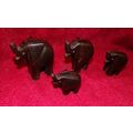 (4) DARK MAH0GANY WOOD CARVED ELEPHANT FIGURINES