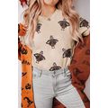 Khaki Sequined Turkey Patched Pattern Crewneck ...