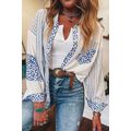 Sky Blue Leopard Striped Western Casual Shirt