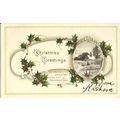 Art CHRISTMAS GREETINGS Embossed Postcard (Chro...