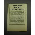 1957 Ex-Lax Laxative Ad - Good news for all laxative users