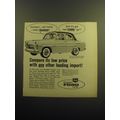 1958 Ford Prefect Car Ad - Compare its low price with any other leading import
