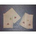 SET OF 4 VINTAGE MONOGRAMMED MKO WHITE LINEN HE...