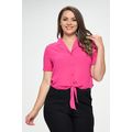 Plus Solid Chiffon Button Down Tie Front Short ...