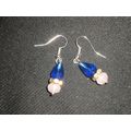Dark blue cone with pink & clear crystal glass ...