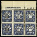 PS6, Mint 10¢ VF LH Top Plate Block of Six Stam...