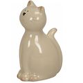 Smiling Cat Ornament Light Beige Glazed Ceramic...