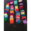 50 knitted squares in Various Colours Sizes.