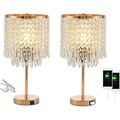 Crystal Table Lamps Set of 2, Gold Lamps for Ni...