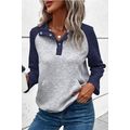Gray Textured Contrast Splicing Raglan Sleeve Top