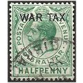 Gibraltar 1918 SG86 1/2d Green WAR TAX Fine Use...
