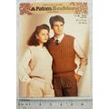 1984 Patons 7721 his & hers motif textured slip...