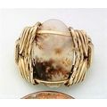 Crary Plume Agate Gold Wire Wrap Gemstone Ring ...
