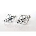 Extra tiny small silver metal flower hair pin c...