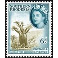 Southern Rhodesia QEII 1953 6d Olive & Green Un...