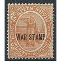 St Kitts Nevis1918 SG23 1 1/2d Orange WAR TAX M...