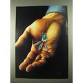 1989 David Mann Illustration - Silver Tuquoise Earing