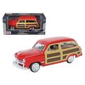 1949 Ford Woody Wagon Red 1/24 Diecast Model Ca...
