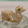 Soapstone Duck Miniature Figurine Carving Cryst...