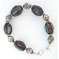Bracelet #011 metal and lacquer metal beads 8.5...