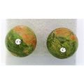 Unakite Crystal 10mm Gemstone Stud Earrings