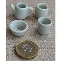 4 WHITE PORCELAIN/POTTERY ITEMS FOR DOLLS HOUSE