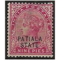 Patiala (ICS) 1891 SG14 9 Pies Carmine Mounted ...