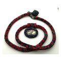 Red Black Bead Crochet Rope Choker Paua Shell P...