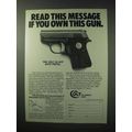 1984 Colt 25 ACP Auto Pistol Ad - Read this Message